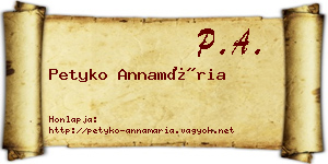 Petyko Annamária névjegykártya